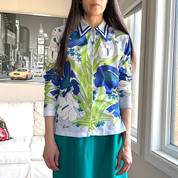 Vintage floral dagger collar shirt - Picture 4 of 15